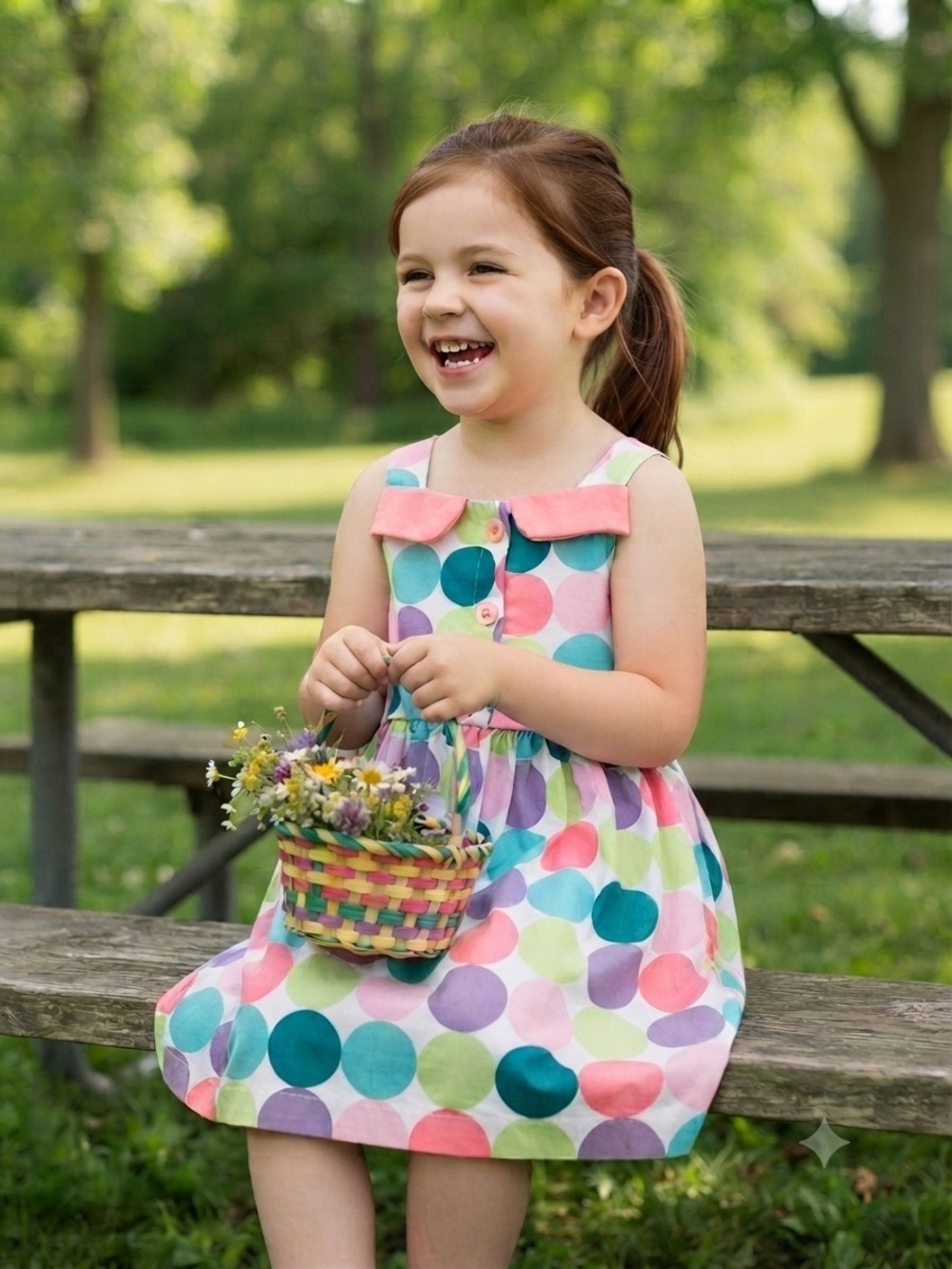 Blueberi Boulevard Pink Multi-Color Polka Dot Girls Dress, S6X, NWT